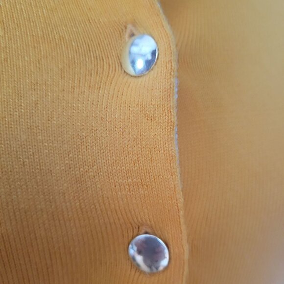 Banana Republic Extra Fine Merino Wool Yellow Cardigan Sweater S Button-Front Li - Picture 2 of 7